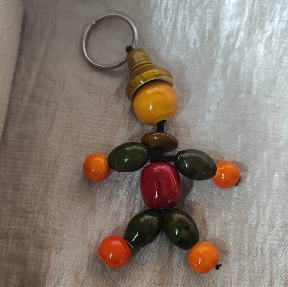 Vintage Wooden Lacquer Varnish Upcycled Crib Toy Keychain - Picture 2 of 11